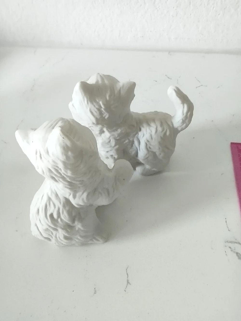 White Ceramic Cat Figurines - Pair